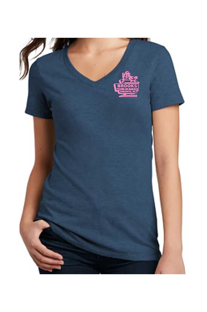Woman Blue Road Sign V Neck T Shirt